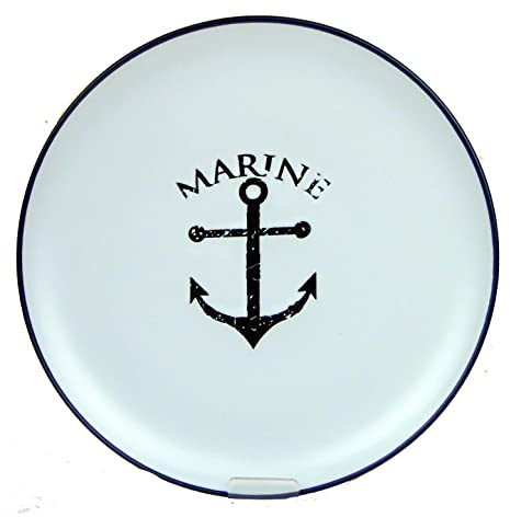 osters muschel-sammler-shop Essteller 27cm Durchmesser maritim - Keramik ┼ Geschenk-Artikel (Essteller Anker Weiss)
