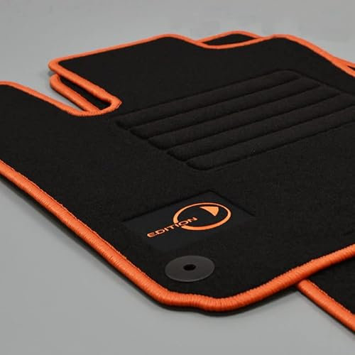 Mattenprofis Velours Logo Fußmatten kompatibel mit Smart Fortwo 453 Coupe und Cabrio (alle Modelle) ab Bj.07/2014 orange