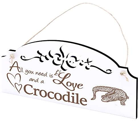 Schild Aligator Krokodil Deko 20x10cm - All you need is Love and a Crocodile - Holz Wanddeko Dekoration Wand