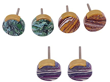 Nacnic Set von 6 runden Steinknöpfen | Wunderschöne Knöpfe in Türkis, Erde und Blau | Ideal für Kleiderschränke, Schränke, Schubladen, Türen ... Elegante Mehrzweckgriffe.