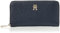 Tommy Hilfiger Porte-Monnaie Femme TH Emblem Large Grand Modèle, Bleu (Space Blue), Taille Unique