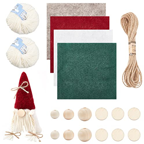 NBEADS 57 Stück Gnome Figures Bausatz, Wichtel-Nähset Mit Wolle Stickerei Stoff Juteschnur Natürlichen Holzperlen Und Garn Für Heimwerker Geschenke Valentinstag 'S Day Oster Weihnachten