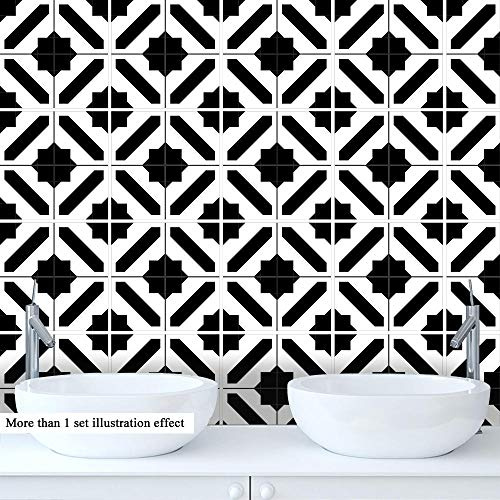 Carrelage adhésif Simplicité en noir et blanc Cuisine Salle de BainAuto-Adhésif Adhesive Imperméable Autocollant Carreau Ciment Mural 20cmX20cm / 1 set of 10 pcs