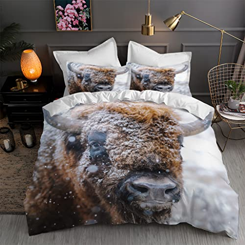 BettwäSche 155x220 WeißEr Yak Weiche Kuschelige Mikrofaser Bettwäsche-Sets,bettbezug 155 X 220 cm Und 2 Kissenbezug 80x80cm，mit Reissverschluss Design Modern Bettdeckenbezug