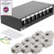 HB-DIGITAL Panneau de brassage 8 ports 1 HE 8 x CAT 8 RJ45 Module Keystone Jack - Certifié GHMT - Entièrement blindé STP 40 Gbps - Compatible avec les câbles de pose - Câble réseau LAN - Noir