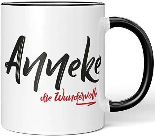 JUNIWORDS Tasse, Anneke, die Wundervolle, Schwarz (5209042)
