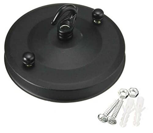 for HPLIVE Vintage Ceiling Rose Hook Plate, Ceiling Cover Plate Hook Pendant Accessories for Lighting Chandelier Chrome Plated Parts(Black)