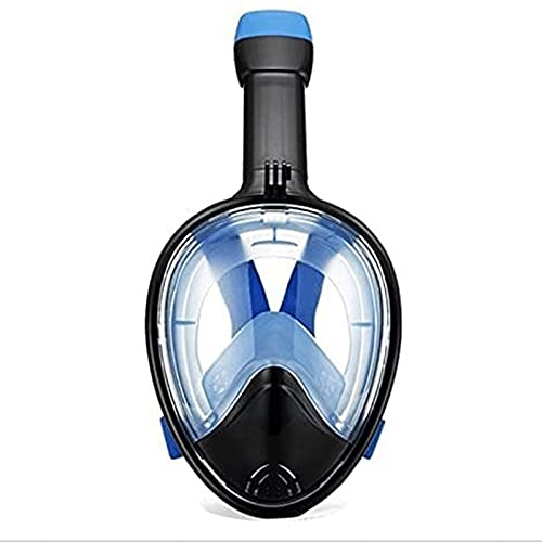 Vollgesichts-Silikon-Schnorchelmaske, 180 ° Unterwasser-Schnorcheln, volle Tauchmaske mit flachem Mund und trockenem Typ, geeignet für Erwachsene und Kinder (Blau S) Feito NA China