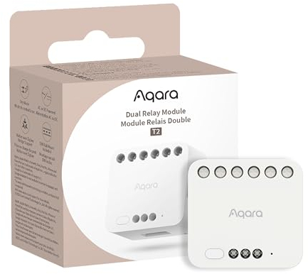 Aqara Dual Relais Modul T2, Rolladensteuerung Lichtschalter, Erfordert Aqara Zigbee 3.0 HUB, Trockenen Knoten Modus für Garagentore Heizkessel, Unterstützt Homekit,Google, Alexa, Matter over Bridge