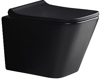 WC BTW Pisa Suspendu Noir Mat | 10 ans de garantie | Dimensions 365 x 530 x 360 mm