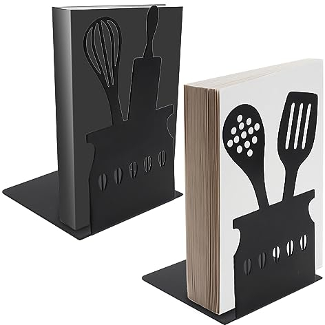 Molbory 2 Stück Buchstützen, 15 x 10 x 10 cm Hohle L-förmige Buchstützen Metall Besteck Stil Kreative Deko Buchstützen für Küche, Büro, Schule