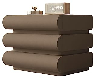 Nachttisch Moderner Nachttisch mit 2/3 Schublade Massivholz Nachttisch Leder Sofa Beistelltisch Minimalistischer Nachttisch für Schlafzimmer Kleiner Raum Kommode (Farbe: Braun, Größe: 50 x 40 x