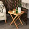 COSTWAY Beistelltisch klappbar, Klapptisch klein Bambus, Gartentisch mit abnehmbarem Tablett, Tabletttisch mit integrierten Stahlgriffen, für Frühstück, 47x38x58,5cm, Natur