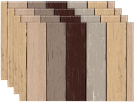 Artoid Mode Braun Planken Antik Alt Rustikal Holz Herbst Platzsets 4er Set, 30x45cm Urlaub Tischsets Waschbar Platzdeckchen Küche Party Deko