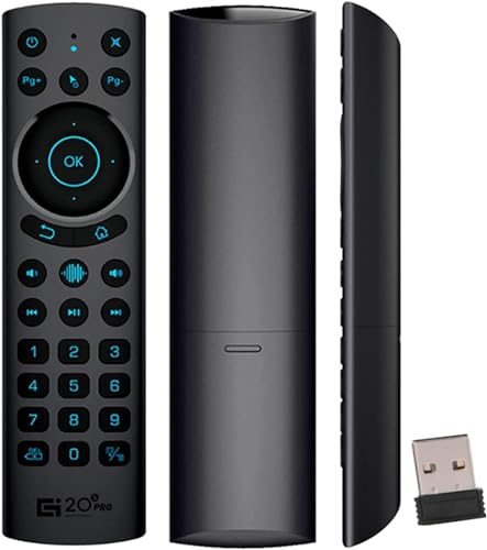 Mando a Distancia Voz Inalámbrico Bluetooth para Android TV Box, Mando a Distancia Universal IR 2.4G USB 5.0 Iluminación por Voz Inteligente, Multifunción Ratón de Aire Inalámbrico, GREVA G20S Pro