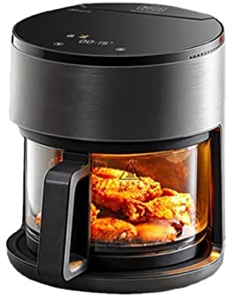 Friggitrice ad aria - Friggitrice ad aria con ciotola in vetro visibile da 3,5 L/3,2 QT, fornello elettrico senza olio con forno caldo completamente automatico da 1300 W, controllo della temperatura e