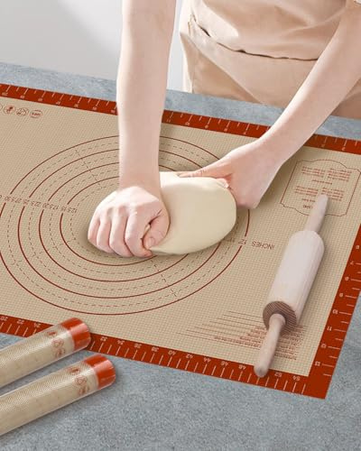 Silicone Baking Mat, 24 x 16 Baking Mat, Pastry Rolling Sourdough Baking Mat Supplies for Making Pizza, Pie, Cookies, Bread