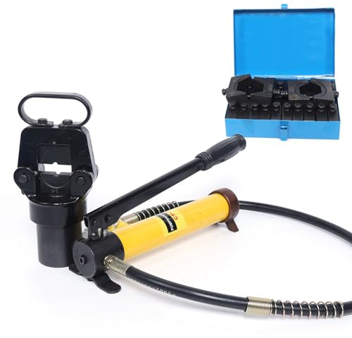Caskunbsy Pinza crimpatrice idraulica 15t portabilità pinza crimpatrice, pinza idraulica manuale pinza crimpatrice per cavi idraulici, pinza a pressione con pompa in acciaio inox tubo