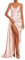 YIAX128 Robe d'invité de mariage sirène sans bretelles sans manches longue robe de bal pour femme, rose poudré, 34