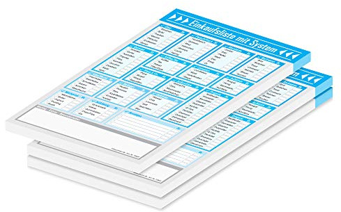 PRICARO Einkaufsliste System, blau, magnetisch, A5, 50 Blatt, 3 Stück