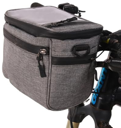 Fahrradtasche ebike vorne für Fahrrad und elektrofahrräder, 5L fahrradkorb vorne wasserdicht lenkertasche e-Bike mit Touchscreen und Abnehmbarer Schultergurt