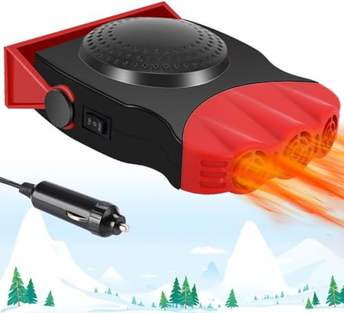 Leaflai 12-V-Autoheizung Antibeschlag, Tragbare Autoheizung 150-W-Windschutzscheiben-Entfroster, 2-in-1-Heizung/Kühlung Mini-Auto-Heizlüfter der Zigarettenanzünder einsteckt