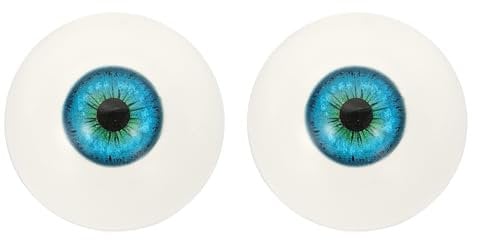 PATIKIL 32mm Safety Eyes,1 Pair Realistic Acrylic Eyes Plastic Half Eyeballs for Masks Halloween Props Art Craft, Blue Green