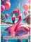 Moosthaler GLITZER Flamingo Einladungskarten Kindergeburtstag Mädchen (12 Stück) - Lässige Poolparty Einladung mit echtem Glitzerlack - Flamingo Pool Geburtstag Einladungen - Einladung Poolparty