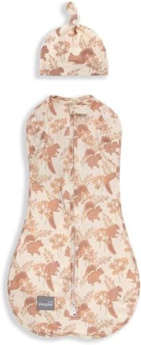 Sleepee Second Step Wickeldecke fur Babys, Mädchen und Jungen, Pucktücher für Babys ab 6 Monaten, sichere Wickeldecken, atmungsaktiv, mit Kappe (Almond)