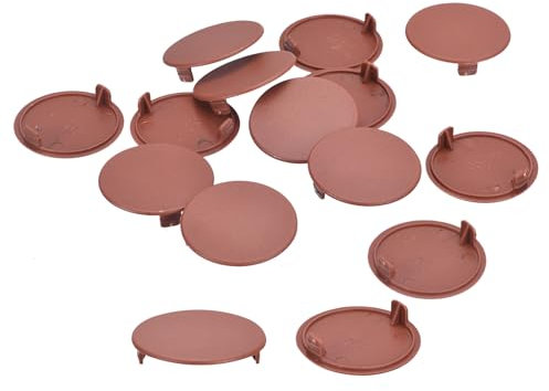 QUARKZMAN 25Pcs Cache-Trous de Charnière, 38mm (1 1/2) Dia Cache-Trou en Plastique Rond de Type Encastré pour Meuble Armoire Placard, Marron Rouge