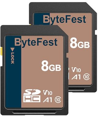ByteFest Scheda SD 8GB SDHC Memory Card (2 Pack) - Classe 10, U1, V10, Scheda di Memoria
