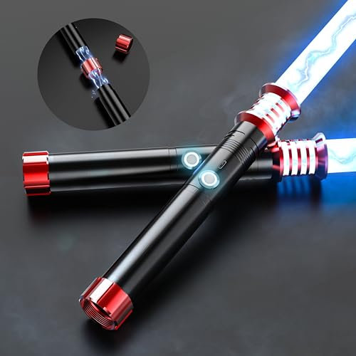 Lightsaber, 4 Modes Light Saber 2 Packs with Metal Hilt, 16 Colors LED 2 in 1 Light Sword, Dueling Sabers with Rechargeable Batteries for Birthday Christmas Thanksgiving Gifts (Black PL1)