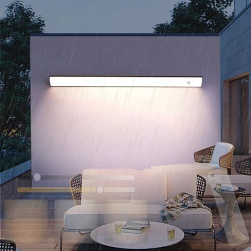 GZZBMY LED Wandleuchte Außen mit Fernbedienung Wandlampe Dimmbare&10% - 100% Modern Rechteckig IP65 Wasserdichte Wandleuchten Garten Wandbeleuchtung Balkon Veranda 2700K-6500K (100cm)