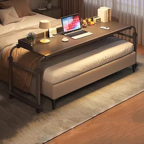 VAESAZDSZ Adjustable Height Mobile Bedside Table with Wheels, Rolling Medical Tray Desk for Sofa Side Bed Laptop Cart - Overbed Table Height Adjustable Computer Desk.