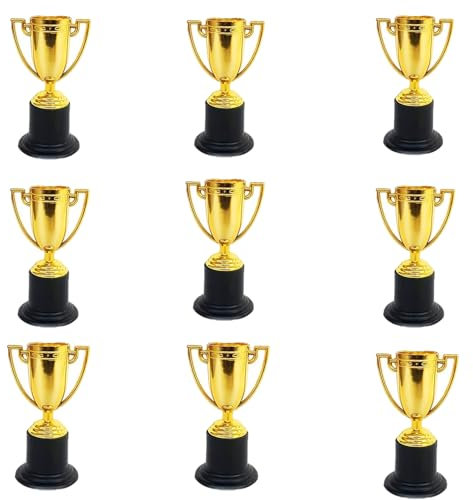 TZMFHD 9PCS Mini Trophies, Classroom School Award Gold Trophy, Party Rewards Trophies Props, Competition Ceremony Party Rewards Trophy Cup, Used for Various Competition Rewards (Golden)