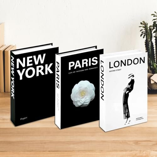 3 Stück Deko Bücher für Heimdekor, Montagefrei, Kartonschachtel nur Gefälschte Bücher, Display Bücher für Couchtisch/Regale, Dekobücher für Büro, Keine Seiten