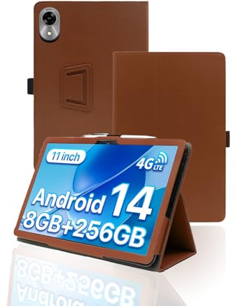 Case for UMIDIGI G9 Tab Tablet 11 Inch Android 14 2024 Upgraded Version,WUNIAK Premium Leather Business Folio Stand Cover with Hand Strap for Table,Brown.