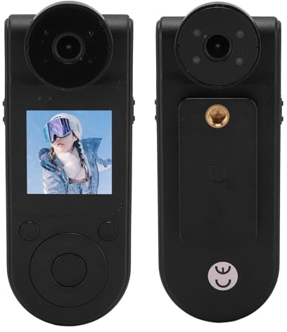 ASHATA 2K Körper Camcorder, Am Körper Getragene Kamera, 180° Drehbares Objektiv, Magnetischer Rückclip, 140° Weitwinkel, Bewegungserkennung, für Radfahren, Outdoor