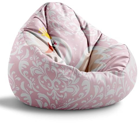 DreamRoots Sitzsack Kinder mit füllung - Sitzkissen Kinder Boden - Kinderzimmer Möbel - Sitzsäcke fürs kinderzimmer - Bean Bag M Pink World