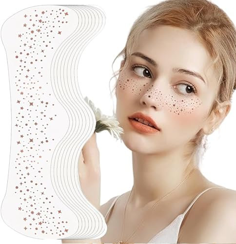 Dryxog 10 Piezas Tatuajes Temporales Cosméticos para Fiestas Tatuajes, Brillantes Festival de Impermeables pegatinas cara Dorado para Festivales de Tatuaje Con Purpurina (Tipo A)