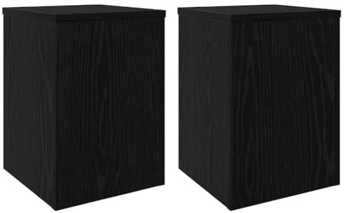 vidaXL Pflanzenständer 2 pcs Schwarze Eiche 25 x 25 x 35 cm, Pflanzenständer fürs Wohnzimmer, rechteckige Deko, Kräutertopf, Botanische Deko, für den Garten