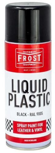 FROST Liquid Plastic Spray Paint for Leather & Vinyl Black RAL 9005 – 400ml Aerosol Coating | Flexible, Durable Finish for Car Interiors, Seats, Trim & Dashboards