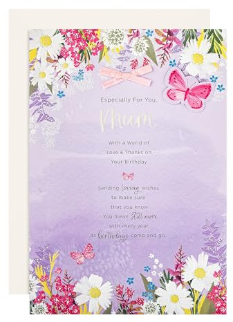 Hallmark Birthday Card for Mum, Florals Design, Heartfelt Verse, Purple
