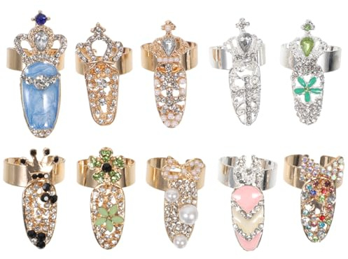 CLISPEED 10 Pcs Nail Rings Knuckle Rings Decorative Elegant Nail Jewelry Fashion Accessories for Parties and Events One Size