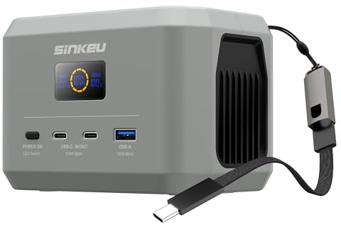 SinKeu 96Wh/100W Portable Power Station, USB-C Fast Charging Cable, Outdoor | 30000mAh LiFePO4 Battery Solar Generator Camping Power Bank