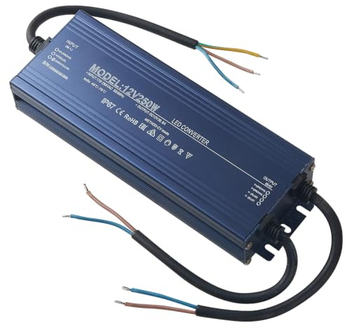HCFEI LED Trafo 12V Transformator, Wasserdicht Netzteil Driver AC 230V Auf DC 12 Volt Treiber IP67, Konstantspannung Niedervolttrafo Für Streifen Strip G4 MR11 MR16 Birnen Spots (12V 250W)