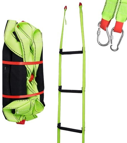 Strickleiter Rettungsleiter,10 Mstrickleiter,Flammhemmende Feuerwehrleiter Für Den Einsatz Im Notfall,Tragbar Für Notfälle,Für 3-6-Stöckige Häuser,Balkone Und Geländer,Von Bis Zu 350 Kg(Grün)