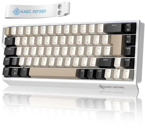 MAGIC-REFINER X68 HE 8000Hz Rapid Trigger-Tastatur, Kabelgebundene Magnettastatur,Einstellbarer Anschlag UK-Layout,128K-Abtastrate,0,125 ms Latenz,0,01mm RT-Genauigkeit,Snap Tap,RGB (Weiß)