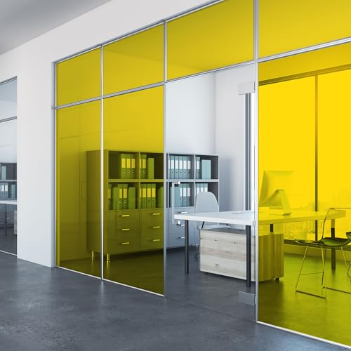 Stained Glass Window Film Yellow 50 x 100cm | Vinyl decorative layer with transparent stained-glass effect, UV-protective, ideal for doors, dividers and interiors.