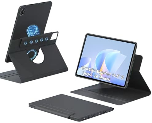 zZjoOoj Funda para Huawei MatePad 11.5 S Tablet 2025-26 Modelo, 360° Giratoria Magnética Separable, Función de Dormido/Despertar Automático, Soporte Ajustable, Negro